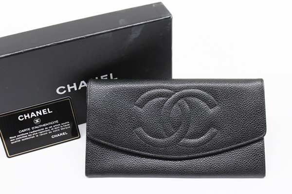 CHANEL シャネル 二つ折り長財布 キャビアスキン | sklep.cleverboard.pl