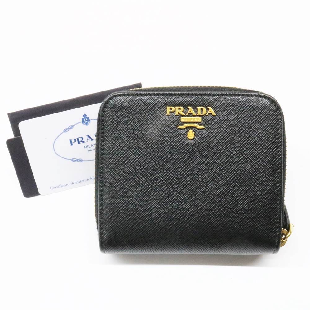 PRADA プラダ サフィアーノ メタル 二つ折り 財布 1ML522 ブラック