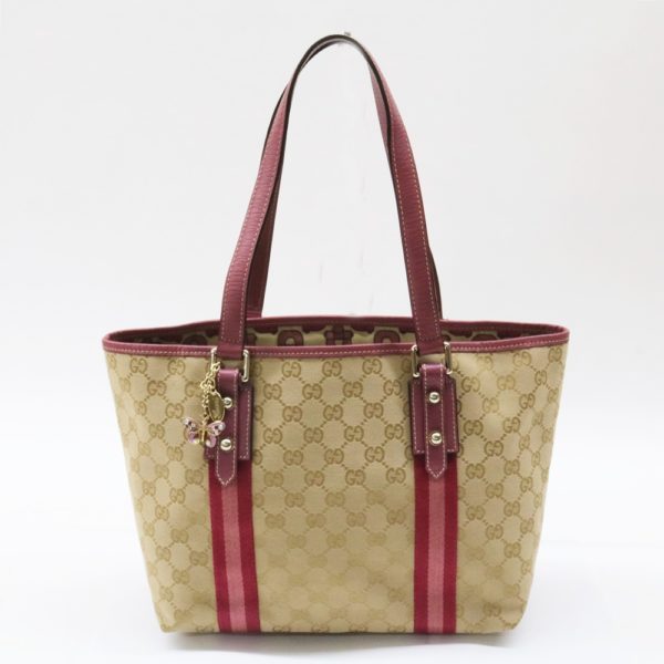 GUCCI グッチ GGキャンバス トートバッグ 137396 チャーム付 ピンク GG柄