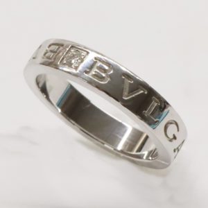 BVLGARI ブルガリブルガリ K18WG 1Pダイヤ リング 指輪 ダブルロゴ ダイヤモンド 18金 ホワイトゴールド